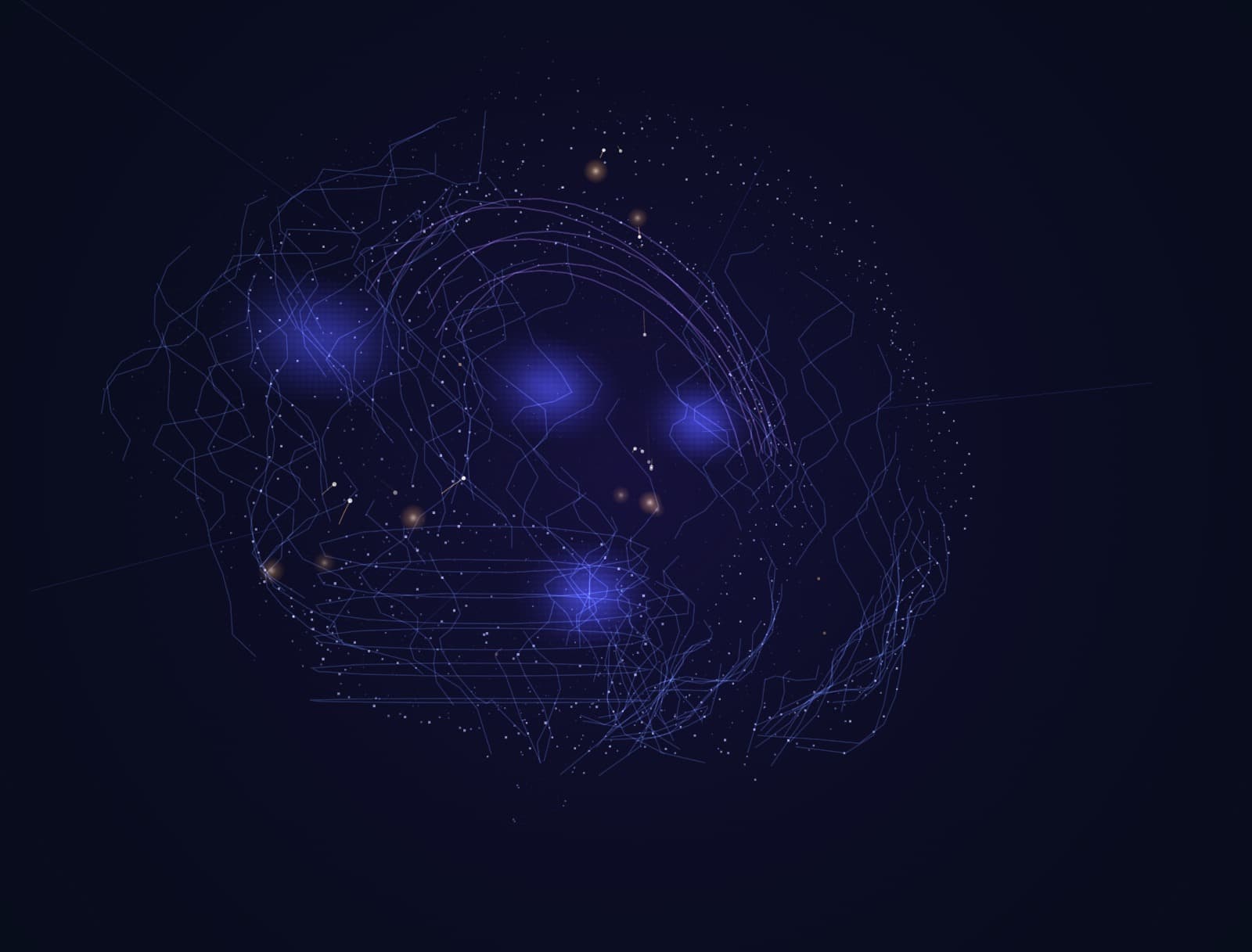 The Living Brain — the universe rendered as a translucent mind, floors as golden embers, memory bursts where they landed