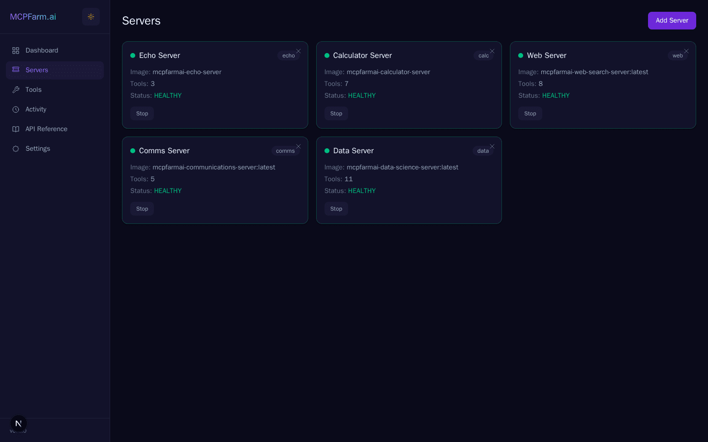 MCPFarm Server Management - Docker-based MCP server fleet